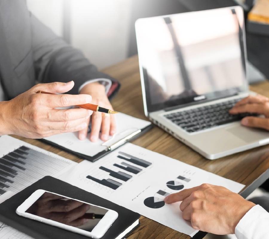 Financial advisor meeting with clients